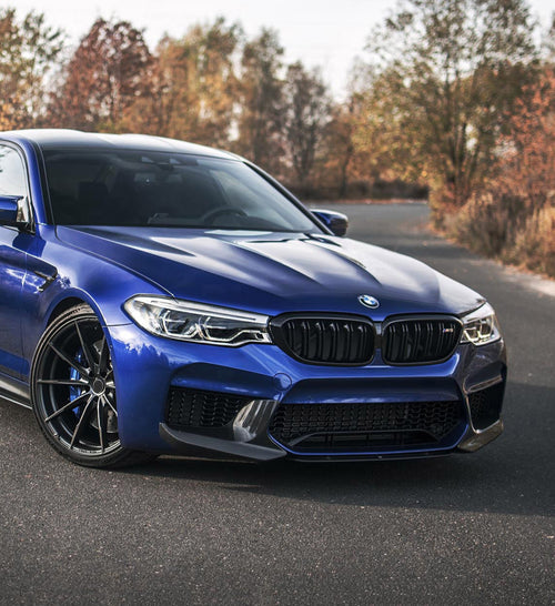 BMW M5 M5C F90 Pre-LCI 2018 2019 2020 with Aftermarket Parts - MP Style Side Splitter & Front Lip Pre-preg Carbon Fiber from Aero Republic