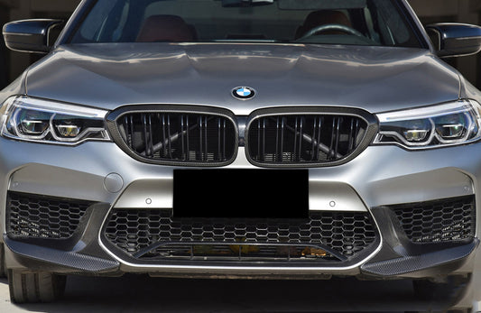 BMW M5 M5C F90 Pre-LCI 2018 2019 2020 with Aftermarket Parts - MP Style Side Splitter & Front Lip Pre-preg Carbon Fiber from Aero Republic