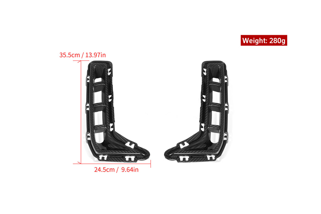 BMW X5 M60i s/x Drive 40i xDrive 50e G05 LCI 2024-ON with Aftermarket Parts - MP Style Front Bumper Side Vent Valences Trim Carbon Fiber from Aero Republic