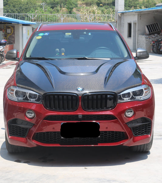 BMW X5 xDrive50i eDrive F15 (Both Fits Pre-LCI & LCI) 2014 2015 2016 2017 2018 & X5M F85 2015 2016 2017 2018 & X6 M50d xDrive50i s/xDrive35i xDrive40d xDrive30d F16 (Both Fits Pre-LCI & LCI) 2015 2016 2017 2018 2019 & X6M F86 2015 2016 2017 2018 2019 with Aftermarket Parts - HMN Style Hood Carbon Fiber from Aero Republic