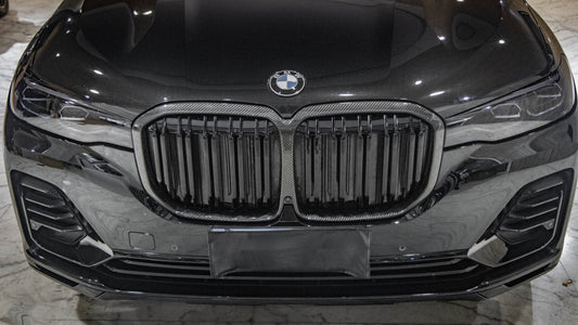 BMW X7 M50i xDrive50i G07 Pre-LCI 2019 2020 2021 2022 with Aftermarket Parts - Dual Slat Front Kidney Grill Pre-preg Carbon Fiber from Aero Republic