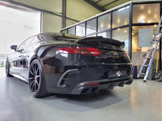 Mercedes Benz C-Class S-Class C217 AMG S65 S63 S550 S500 Coupe 2015 2016 2017 2018 2019 2020 2021 with Aftermarket Parts - VS Style Rear Lip Spoiler Pre-preg Carbon Fiber from Aero Republic