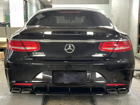 Mercedes Benz C-Class S-Class C217 AMG S65 S63 S550 S500 Coupe 2015 2016 2017 2018 2019 2020 2021 with Aftermarket Parts - VS Style Rear Lip Spoiler Pre-preg Carbon Fiber from Aero Republic