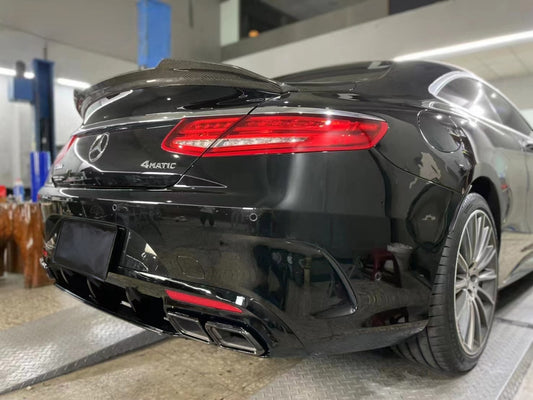Mercedes Benz C-Class S-Class C217 AMG S65 S63 S550 S500 Coupe 2015 2016 2017 2018 2019 2020 2021 with Aftermarket Parts - VS Style Rear Lip Spoiler Pre-preg Carbon Fiber from Aero Republic