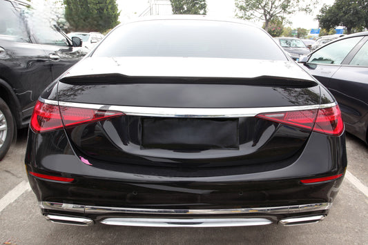 Mercedes Benz S-Class W223 AMG S63 Maybach S680 S580 S580e S560 S500 Sedan 2021-ON with Aftermarket Parts - X Style Rear Lip Spoiler Pre-preg Carbon Fiber from Aero Republic