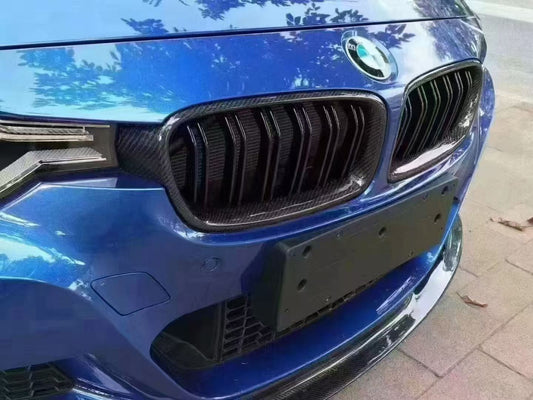 Aero Republic Blacked Out Front Kidney Grilles for BMW M3CS M3C M3 F81 F80 2014-2018 & M4CS M4C M4 F83 F82 2014-2020 Carbon Fiber/ABS