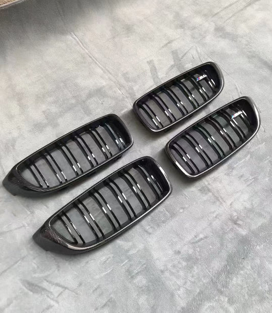 Aero Republic M Colors Blacked Out Front Kidney Grilles for BMW M3CS M3C M3 F81 F80 2014-2018 & M4CS M4C M4 F83 F82 2014-2020 Carbon Fiber/ABS