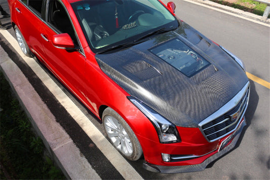 Cadillac ATS Luxury Premium Turbo Performance 2013 2014 2015 2016 2017 2018 with Aftermarket Parts - Transperant Tempered Glass Window Hood Carbon Fiber from Aero Republic