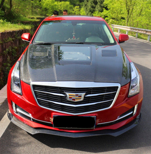 Cadillac ATS Luxury Premium Turbo Performance 2013 2014 2015 2016 2017 2018 with Aftermarket Parts - Transperant Tempered Glass Window Hood Carbon Fiber from Aero Republic