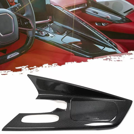 Chevrolet C8 Corvette Base 2020 2021 2022 2023 2024 2025 & C8 Corvette Z06 2023 2024 2025 & C8 Corvette E-Ray 2024 2025 with Aftermarket Parts - Interior Center Console Front Overlay Dry Pre-preg Carbon Fiber from Aero Republic