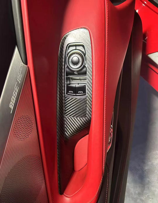 Chevrolet C8 Corvette Base 2020-ON & C8 Corvette Z06 2023-ON & C8 Corvette E-Ray 2024-ON with Aftermarket Parts - Interior Window Switches Covers Overlay Dry Pre-preg Carbon Fiber from Aero Republic