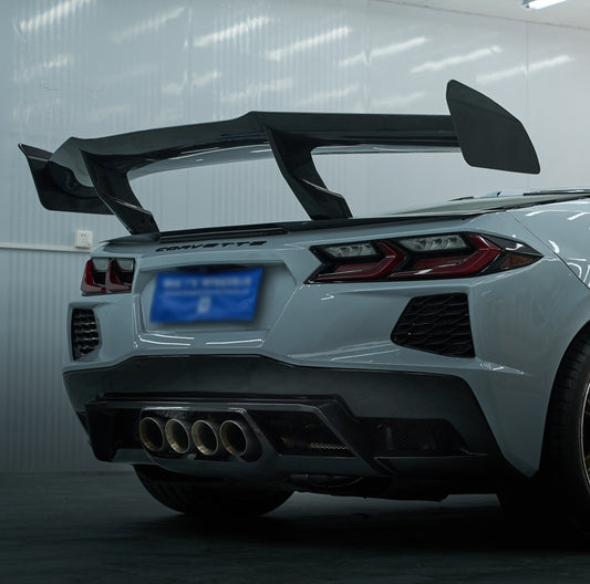 Chevrolet Corvette C8 Base E-Ray Z06 2020-ON with Aftermarket Parts - ZR1 Style Rear Wing Dry Pre-preg Carbon Fiber from Aero Republic