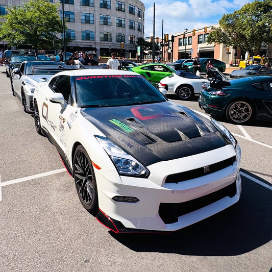 Nissan GTR Nismo T-Spec Premium Pure 2017-2024 (for installation on 2008-2016 vehicles, 2017-2024 front bumper is recommended) with Aftermarket Parts - DP Style Hood Bonnet Carbon Fiber / FRP from CMST Tuning
