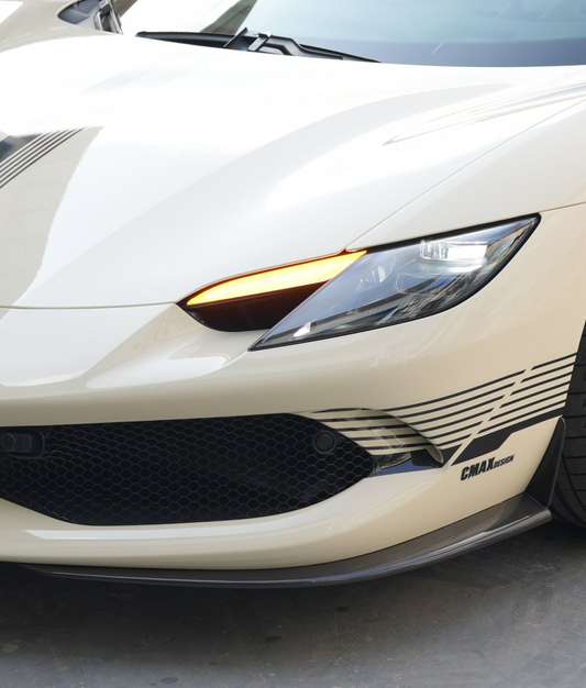 Ferrari 296 GTB GTS 2021-ON with Aftermarket Parts - OEM Replacement Style Front Lip Splitters Pre-preg Carbon Fiber from Aero Republic