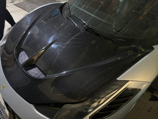 Ferrari 458 Italia Spider 2010 2011 2012 2013 2014 2015 with Aftermarket Parts - Speciale Style Hood Dry Pre-preg Carbon Fiber from Aero Republic