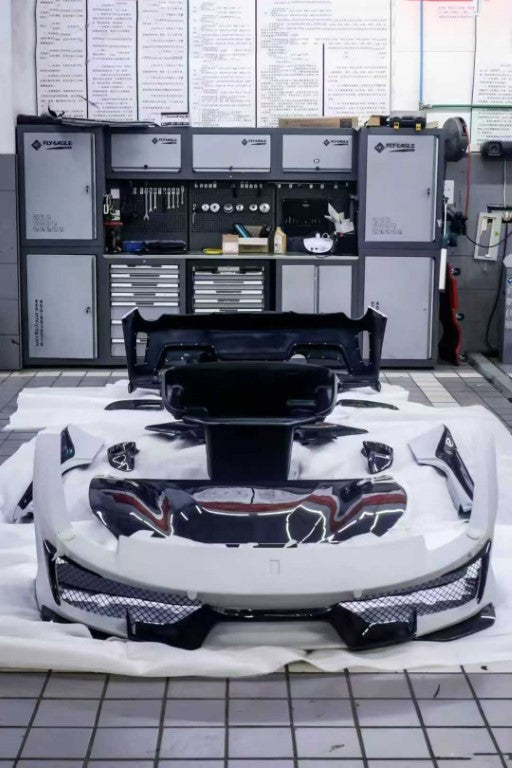 Ferrari 488 GTB with Aftermarket Parts - 1:1 Pista Style Full Body Kit Carbon Fiber / FRP from Aero Republic