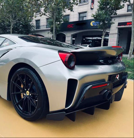 Ferrari 488 GTB & Spider 2016 2017 2018 2019 2020 with Aftermarket Parts - 1:1 Pista Style Rear Bumper Carbon Fiber / FRP from Aero Republic