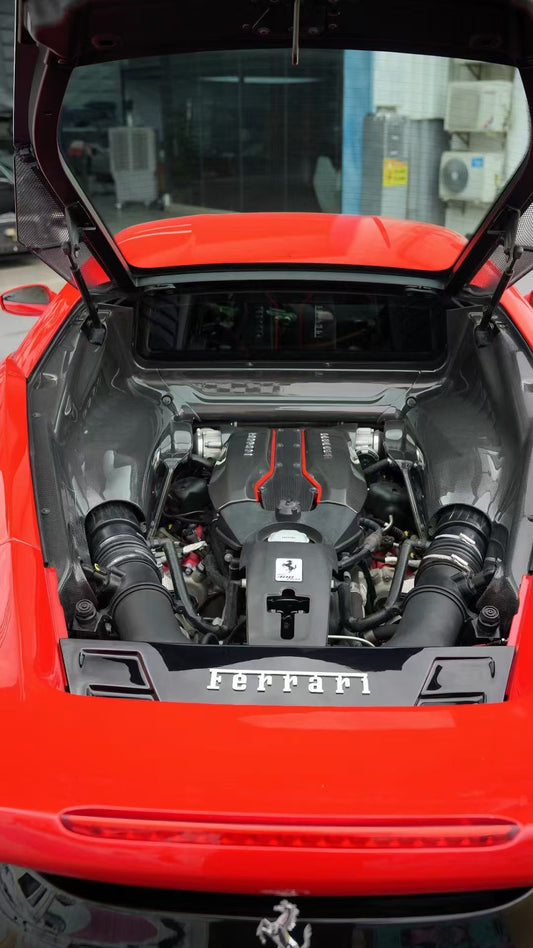 Ferrari 488 GTB & Spider 2016 2017 2018 2019 2020 with Aftermarket Parts - 1:1 Pista Style Engine Bay Cover Pre-preg Carbon Fiber from Aero Republic