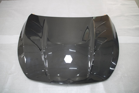 Infiniti Q60 Red Sport 400 Premium Luxe Sport Pure 2017 2018 2019 2020 2021 2022 with Aftermarket Parts - TV Hood Carbon Fiber from Aero Republic