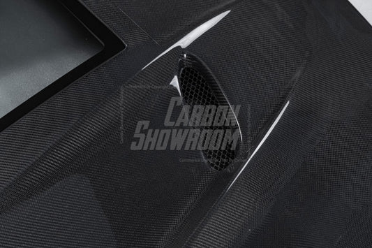 Infiniti Q60 Red Sport 400 Premium Luxe Sport Pure 2017 2018 2019 2020 2021 2022 with Aftermarket Parts - Type B Hood Carbon Fiber from Aero Republic