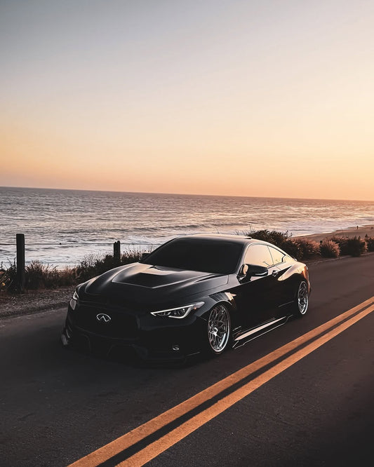 Infiniti Q60 Red Sport 400 Premium Luxe Sport Pure 2017 2018 2019 2020 2021 2022 with Aftermarket Parts - GTS Hood Carbon Fiber from Aero Republic
