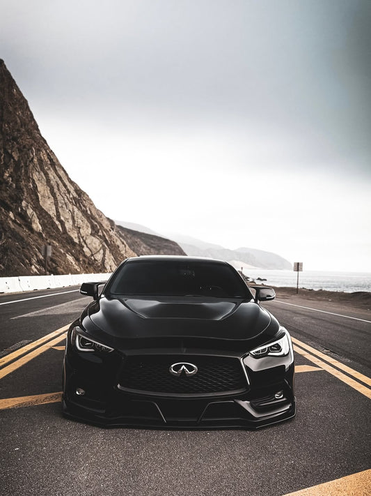 Infiniti Q60 Red Sport 400 Premium Luxe Sport Pure 2017 2018 2019 2020 2021 2022 with Aftermarket Parts - GTS Hood Carbon Fiber from Aero Republic