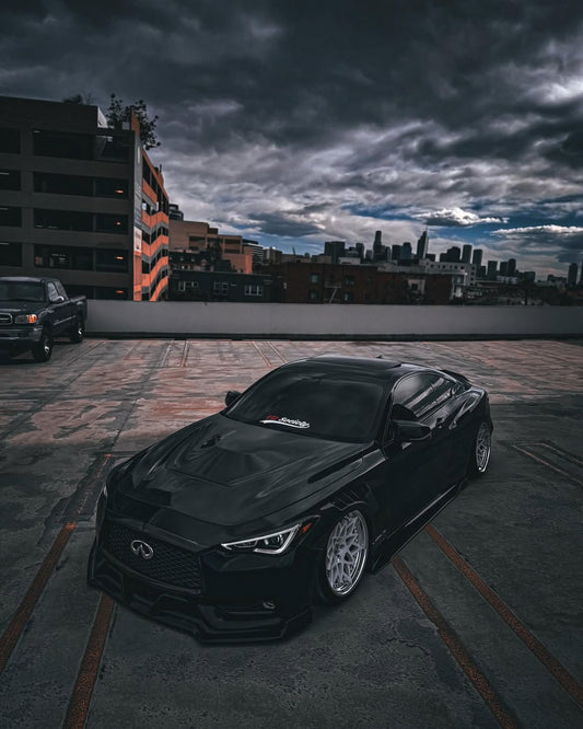 Infiniti Q60 Red Sport 400 Premium Luxe Sport Pure 2017 2018 2019 2020 2021 2022 with Aftermarket Parts - GTS Hood Carbon Fiber from Aero Republic