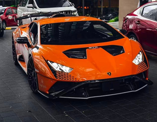 Lamborghini Huracan STO 2021 2022 2023 2024 with Aftermarket Parts - 1:1 STO OEM Style Hood Vent Trim Pre-preg Carbon Fiber / FRP from Aero Republic