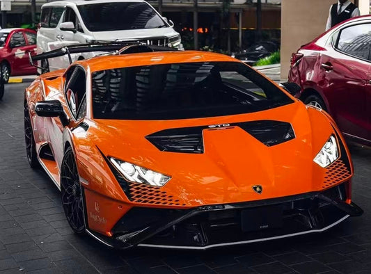 Lamborghini Huracan STO 2021 2022 2023 2024 with Aftermarket Parts - 1:1 STO OEM Style Top & Under Front Lip Pre-preg Carbon Fiber / FRP from Aero Republic
