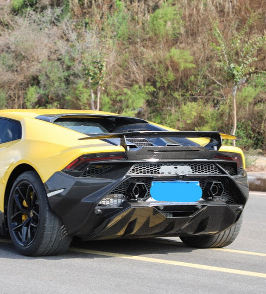 Lamborghini Huracan Tecnica Performante Evo 2015 2016 2017 2018 2019 2020 2021 2022 2023 2024 with Aftermarket Parts - Tecnica Style Rear Bumper & Diffuser Dry Pre-preg Carbon Fiber from Aero Republic