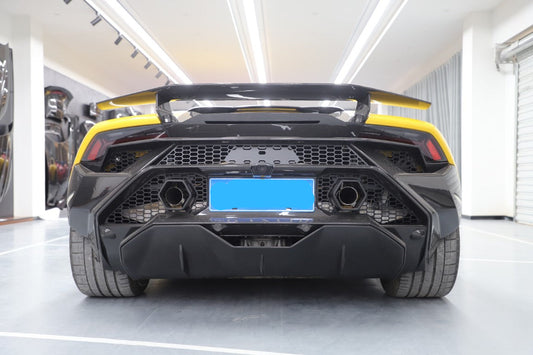Lamborghini Huracan Tecnica Performante Evo 2015 2016 2017 2018 2019 2020 2021 2022 2023 2024 with Aftermarket Parts - Tecnica Style Rear Bumper & Diffuser Dry Pre-preg Carbon Fiber from Aero Republic