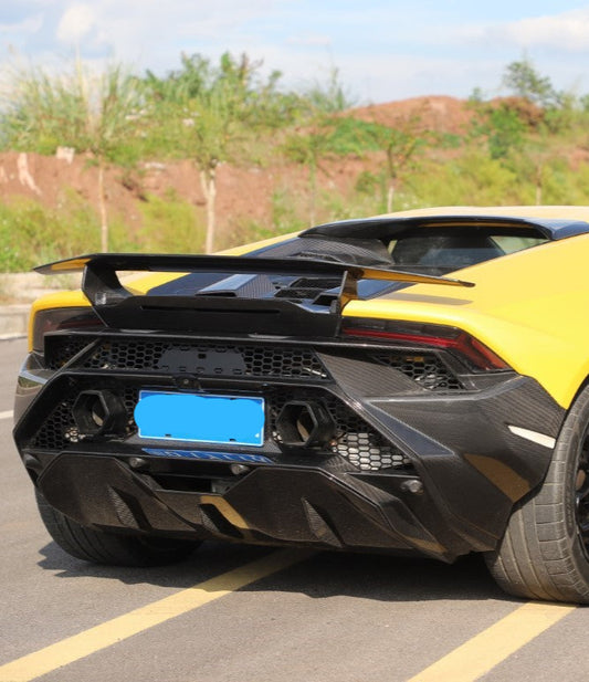 Lamborghini Huracan Tecnica Performante Evo LP610 LP580 2015 2016 2017 2018 2019 2020 2021 2022 2023 2024 with Aftermarket Parts - Tecnica Style Rear Wing Dry Pre-preg Carbon Fiber from Aero Republic
