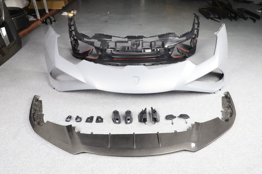 Lamborghini Huracan Tecnica Performante Evo LP610 LP580 2015 2016 2017 2018 2019 2020 2021 2022 2023 2024 with Aftermarket Parts - Evo Style Front Bumper Dry Pre-preg Carbon Fiber from Aero Republic