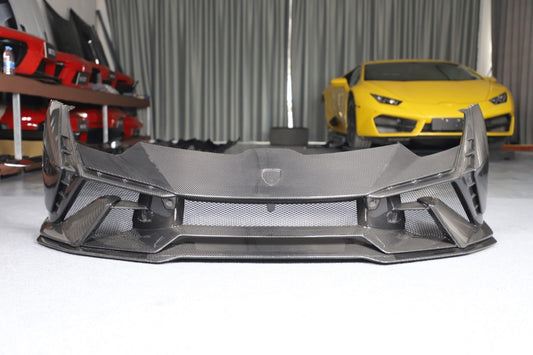 Lamborghini Huracan Tecnica Performante Evo LP610 LP580 2015 2016 2017 2018 2019 2020 2021 2022 2023 2024 with Aftermarket Parts - Tecnica Style Front Bumper Dry Pre-preg Carbon Fiber from Aero Republic
