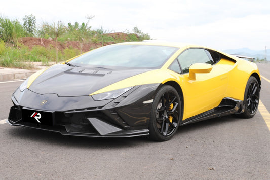 Lamborghini Huracan Tecnica Performante Evo LP610 LP580 2015 2016 2017 2018 2019 2020 2021 2022 2023 2024 with Aftermarket Parts - Tecnica Style Front Bumper Dry Pre-preg Carbon Fiber from Aero Republic
