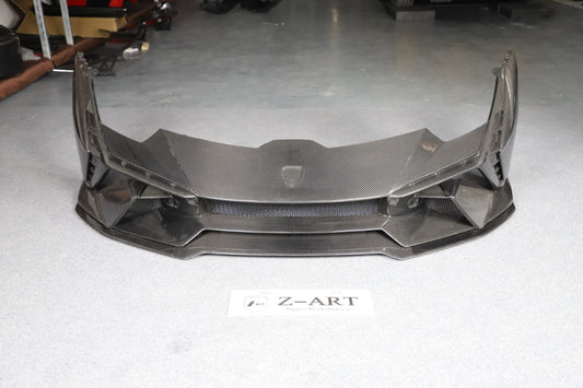 Lamborghini Huracan Tecnica Performante Evo LP610 LP580 2015 2016 2017 2018 2019 2020 2021 2022 2023 2024 with Aftermarket Parts - Tecnica Style Front Bumper Dry Pre-preg Carbon Fiber from Aero Republic