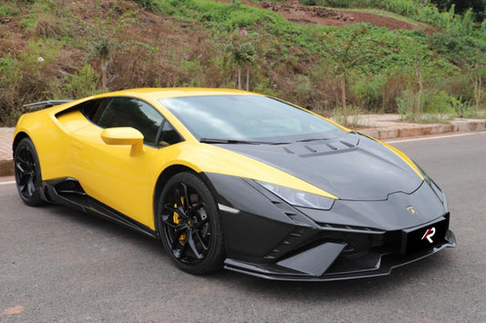 Lamborghini Huracan Tecnica Performante Evo LP610 LP580 2015 2016 2017 2018 2019 2020 2021 2022 2023 2024 with Aftermarket Parts - Tecnica Style Front Bumper Dry Pre-preg Carbon Fiber from Aero Republic