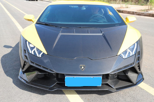 Lamborghini Huracan Tecnica Performante Evo LP610 LP580 2015 2016 2017 2018 2019 2020 2021 2022 2023 2024 with Aftermarket Parts - Tecnica Style Hood Dry Pre-preg Carbon Fiber from Aero Republic