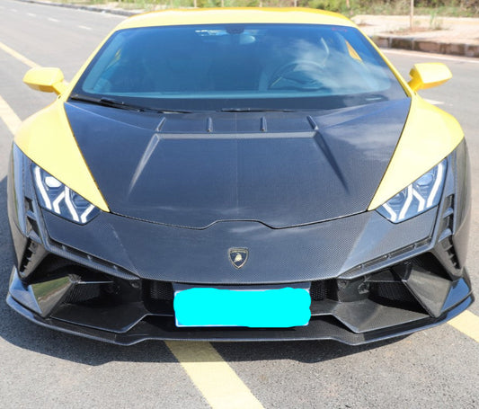 Lamborghini Huracan Tecnica Performante Evo LP610 LP580 2015 2016 2017 2018 2019 2020 2021 2022 2023 2024 with Aftermarket Parts - Tecnica Style Hood Dry Pre-preg Carbon Fiber from Aero Republic