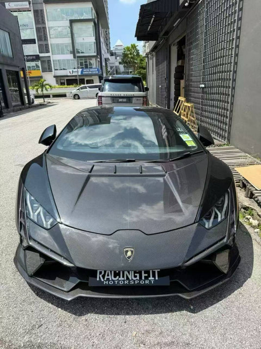 Lamborghini Huracan Tecnica Performante Evo LP610 LP580 2015 2016 2017 2018 2019 2020 2021 2022 2023 2024 with Aftermarket Parts - Tecnica Style Hood Dry Pre-preg Carbon Fiber from Aero Republic