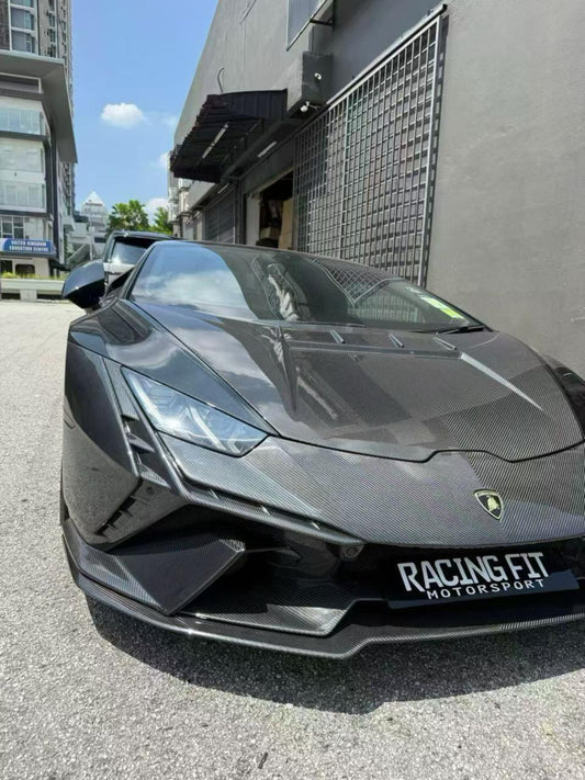 Lamborghini Huracan Tecnica Performante Evo LP610 LP580 2015 2016 2017 2018 2019 2020 2021 2022 2023 2024 with Aftermarket Parts - Tecnica Style Hood Dry Pre-preg Carbon Fiber from Aero Republic