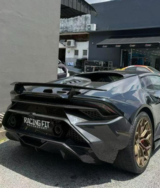 Lamborghini Huracan Tecnica Performante Evo LP610 LP580 2015 2016 2017 2018 2019 2020 2021 2022 2023 2024 with Aftermarket Parts - Tecnica Style Rear Wing Dry Pre-preg Carbon Fiber from Aero Republic