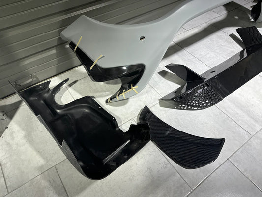 McLaren 720S 2018 2019 2020 2021 2022 2023 with Aftermarket Parts - 765LT Rear Bumper Set Conversion Kit Pre-preg Carbon Fiber / FRP from Aero Republic