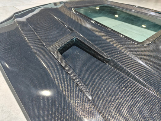 Mercedes Benz 63/C63S AMG W205 with Aftermarket Parts - IMP Style Transparent Tempered Glass Window Hood Carbon Fiber from Aero Republic