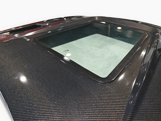 Mercedes Benz 63/C63S AMG W205 with Aftermarket Parts - IMP Style Transparent Tempered Glass Window Hood Carbon Fiber from Aero Republic