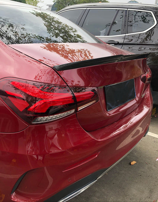 Mercedes Benz A-Class V177 W177 A45 A220 A250e A200 Sedan 2019-ON with Aftermarket Parts - X Style Rear Lip Spoiler Carbon Fiber from Aero Republic