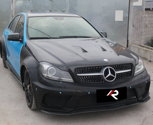 Mercedes Benz C-Class C300 C280 W204 2007 2008 2009 2010 2011 with Aftermarket Parts - Black Series Conversion Style Hood Carbon Fiber / FRP from Aero Republic