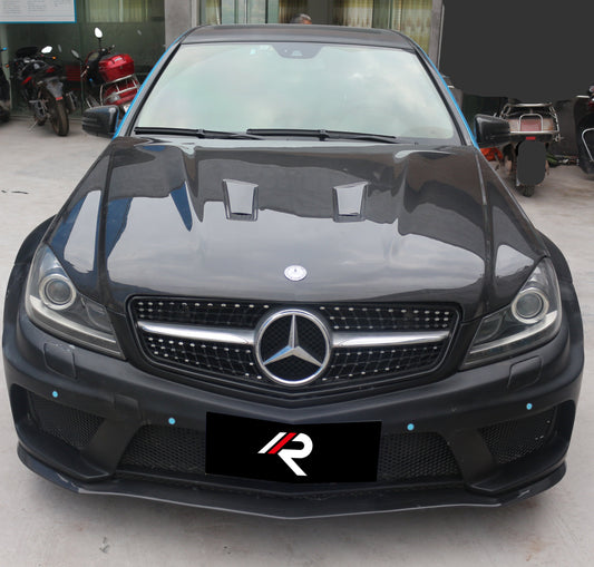 Mercedes Benz C-Class C250 Luxury Sport W204 2012 2013 2014 with Aftermarket Parts - Black Series Conversion Style Hood Carbon Fiber / FRP from Aero Republic