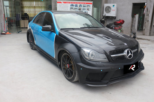 Mercedes Benz C-Class C300 C280 W204 2007 2008 2009 2010 2011 with Aftermarket Parts - Black Series Conversion Style Hood Carbon Fiber / FRP from Aero Republic