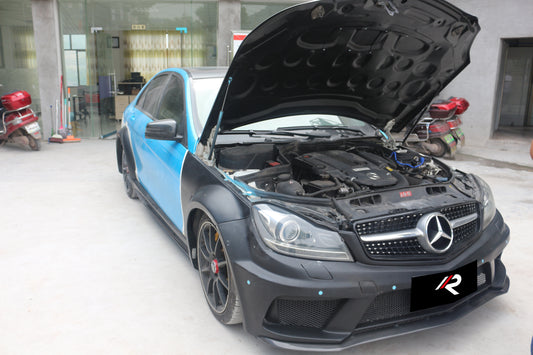 Mercedes Benz C-Class C250 Luxury Sport W204 2012 2013 2014 with Aftermarket Parts - Black Series Conversion Style Hood Carbon Fiber / FRP from Aero Republic